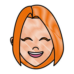 Beautiful woman face smiling icon vector illustration graphic design