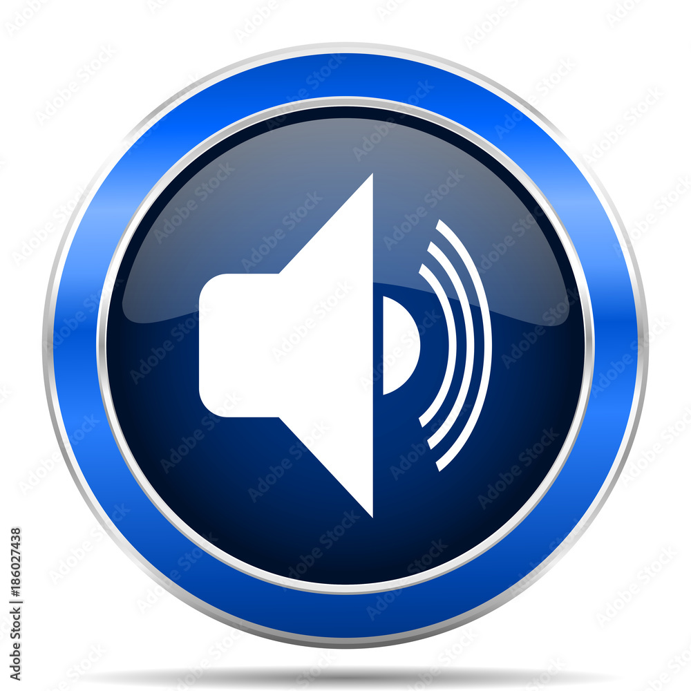 Aufkleber Volume vector icon. Modern design blue silver metallic glossy web and mobile applications button in eps 10
