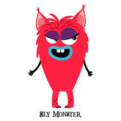 Cute print with pink girl monster