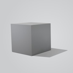 White box cube isolated on white background.