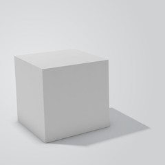 White box cube isolated on white background.
