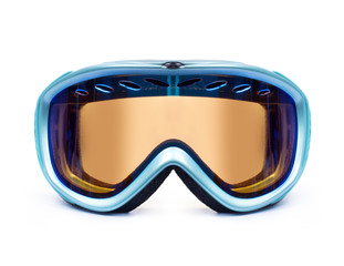 Ski or snowboard mask closeup isolated on white background