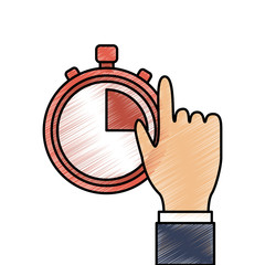 stopwatch or chronometer with hand time icon image vector illustration design 