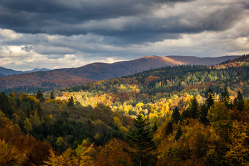Bieszczady mountains at autumn from Szczerbanowka tower, Podkarpackie, Poland © Artur Bociarski