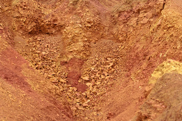 Bauxite mine raw bauxite on surface