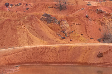 Bauxite mine raw bauxite on surface