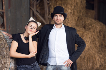 Halloween romance in a barn