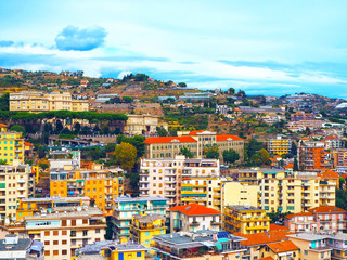 View of San Remo (San Remo) and of the city on  Azure Italian Riviera, province of Imperia, Western Liguria, Italy.