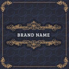 Monogram creative card template with beautiful flourishes ornament elements. Elegant design for corporate identity, logo, invitation. Design of background products.