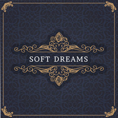 Monogram creative card template with beautiful flourishes ornament elements. Elegant design for corporate identity, logo, invitation. Design of background products.