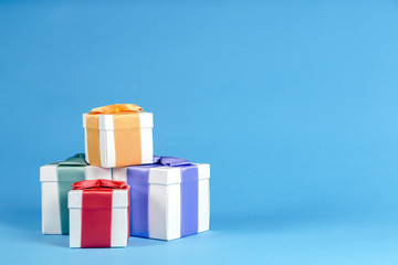 Packed with gifts on blue background