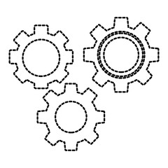 gears three icon image vector illustration design  black dotted line