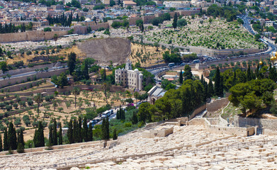 Obraz premium View of St Stephen's Church in Jerusalem