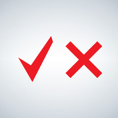 Red Tick and cross signs. Button for vote YES and NO.