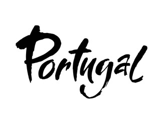 Handwritten inscription Portugal. Hand drawn lettering. Calligraphic element for your design. Vector illustration.