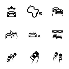 Set of simple icons on a theme Race, vector, design, collection, flat, sign, symbol,element, object, illustration, isolated. White background © dima040293
