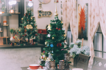 Christmas Celebration tone instagram,Room decorated with Christmas tree,Christmas decoration,Happy new years