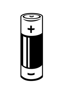 A black and white battery icon. Vector Illustration