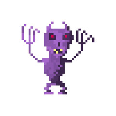 Pixel character scary alien monster for games and web sites