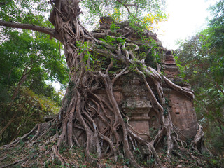 Kampong Thom,Cambodia-December 21, 2017: Sambor Prei Kuk is an archaeological site in Cambodia. It dates from the 7th century.