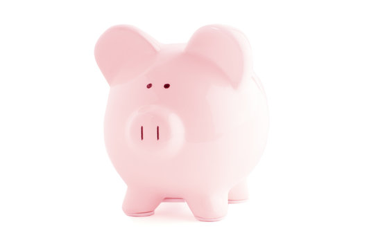 Pink Piggy Bank Isolated On White