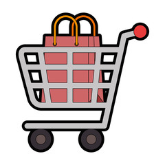 shopping cart with paper bag