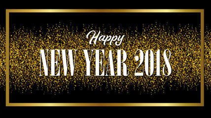 New Year 2018 shine & glam design firework, gold sparkle, dust vector banner graphic 