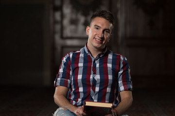 Muslim Man Reading Holy Islamic Book Koran