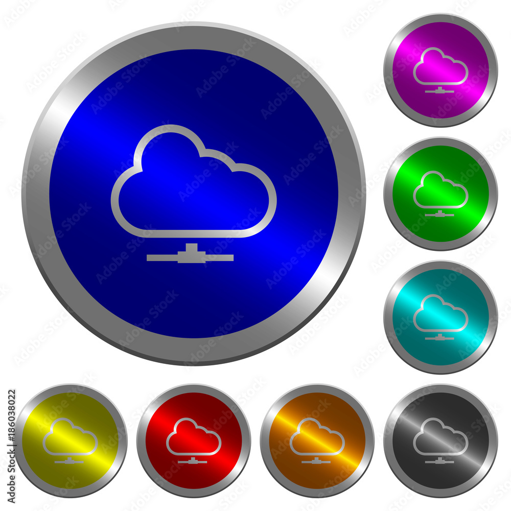 Poster cloud network luminous coin-like round color buttons