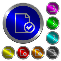 Document accepted luminous coin-like round color buttons