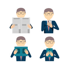 Fototapeta premium people reading book and newspaper 