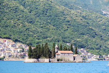 Saint George Benedictine monastery in Perast, Kotor bay, Montenegro 