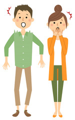 若いカップル 　驚く