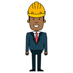 black man with helmet construction