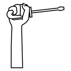 hand with screwdriver isolated icon