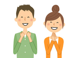 若いカップル　喜ぶ