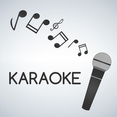 Microphone karaoke Vector Icon, Microphone surrounded by notes symbol.