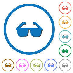 Sunglasses icons with shadows and outlines