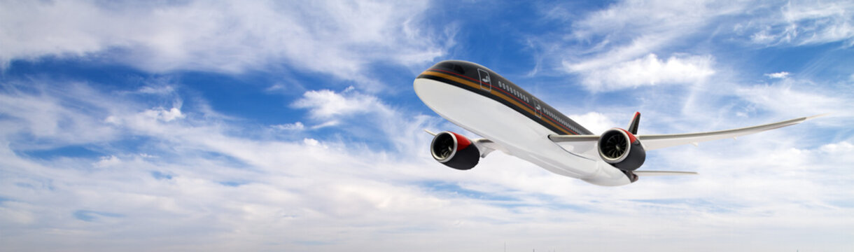 Passenger airplane on cloudy sky