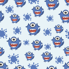 Seamless monster pattern. Vector illustration.