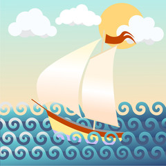 illustration of a ship, seascape