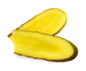 Gherkins on a white background.