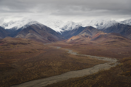 Polychrome Mountain range in Denali National Park, Alaska