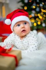 Baby in a christmas hat