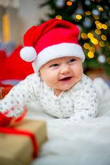 Baby in a christmas hat