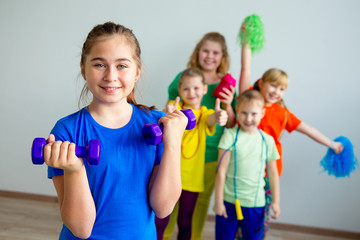 Kids doing exercises