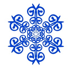 blue abstract snowflake on white background