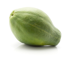 Green papaya (pawpaw, papaw) isolated on white background one whole.