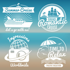 White vintage vacation logo set - summer travel