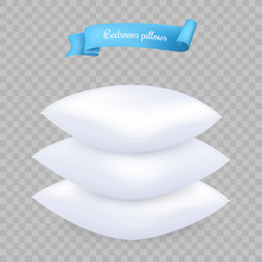 Realistic vector pillows on transparent background.